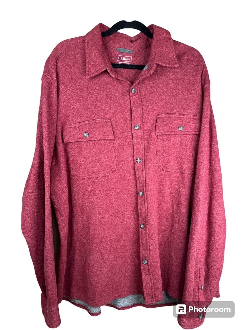 Men’s L.L. Bean ‘Slightly Fitted’ Red Maroon Button Down Shirt Size XXL-Regular